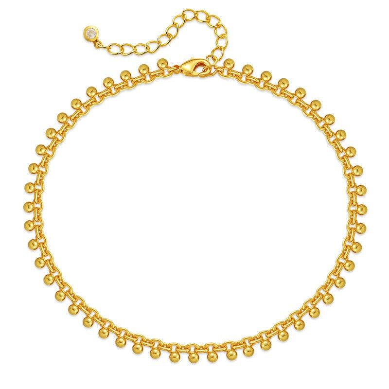 New Brass Gold-Plated Lucky Bead Metal Style Minimalist Trendy Anklet_voghion.com