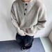 American Style Henley Collar Sweater For Men, Spring And Autumn Lazy Style, High-End Knitted Sweater, Cleanfit Jacket_voghion.com
