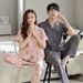 Couple's Pure Cotton Pajama Set | Basic Short Sleeved+long Pants Matching Loose Cardigan Suitable For Three Seasons, Youthful And Casual Style_voghion.com