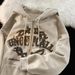Herrenbekleidung, Freizeitkleidung, trendiger Sweatshirt mit Buchstabendruck und Reißverschluss, Fleece, übergroßer Kapuzenpullover_voghion.com