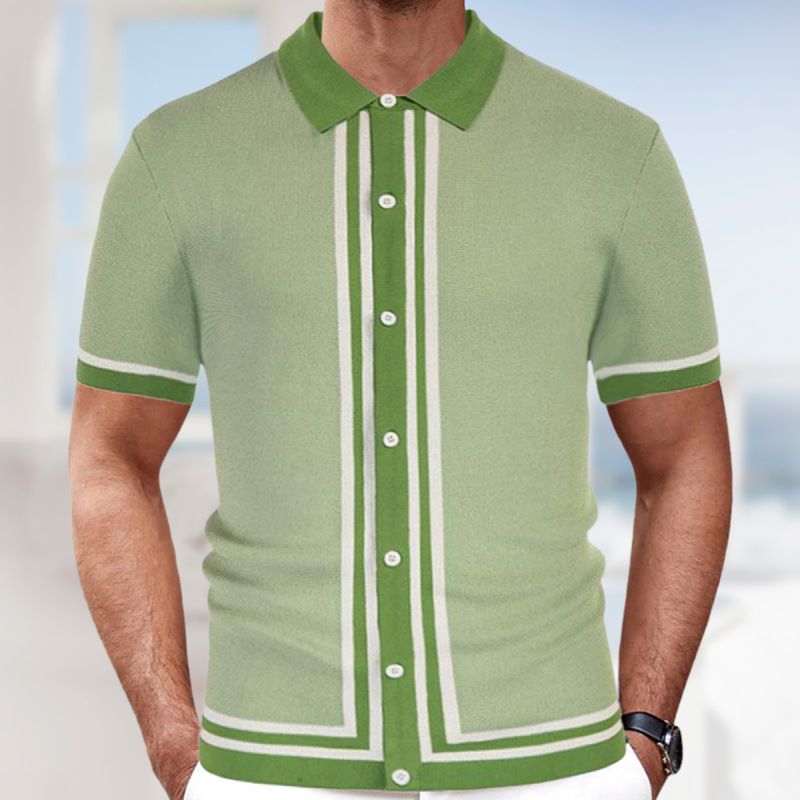 Heren Zomer Nieuw Gebreid Met Revers En Korte Mouwen Business Polo Shirt Voor Heren SY0080_voghion.com