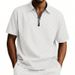 Men's New Summer Polo Shirt Short-sleeved Checkerboard Checkered Jacquard Lapel Casual Loose Half-zipper Shirt_voghion.com