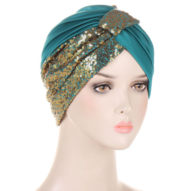 Chapéus femininos novo estilo feminino adulto lantejoulas chapéu quadrado cor sólida muçulmano toe boné moda estilo de rua chapéu_voghion.com