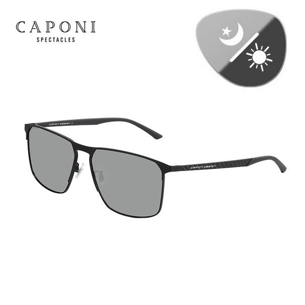 Nei Arrivée CAPONI 2024 Nei Hären Sonnebrëller aus Legierung Polariséiert Photochromesch Sonnebrëll fir Fuerer UV400 Schutz Original Mark Sonnebrëller_voghion.com