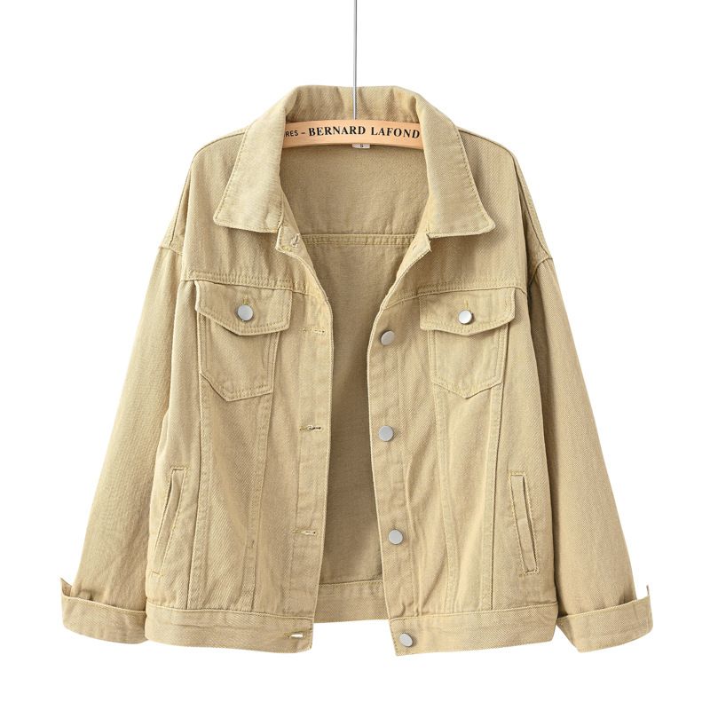Spring and autumn new colorful plus size denim jacket women's short style Korean loose bf long sleeve jacket student top_voghion.com