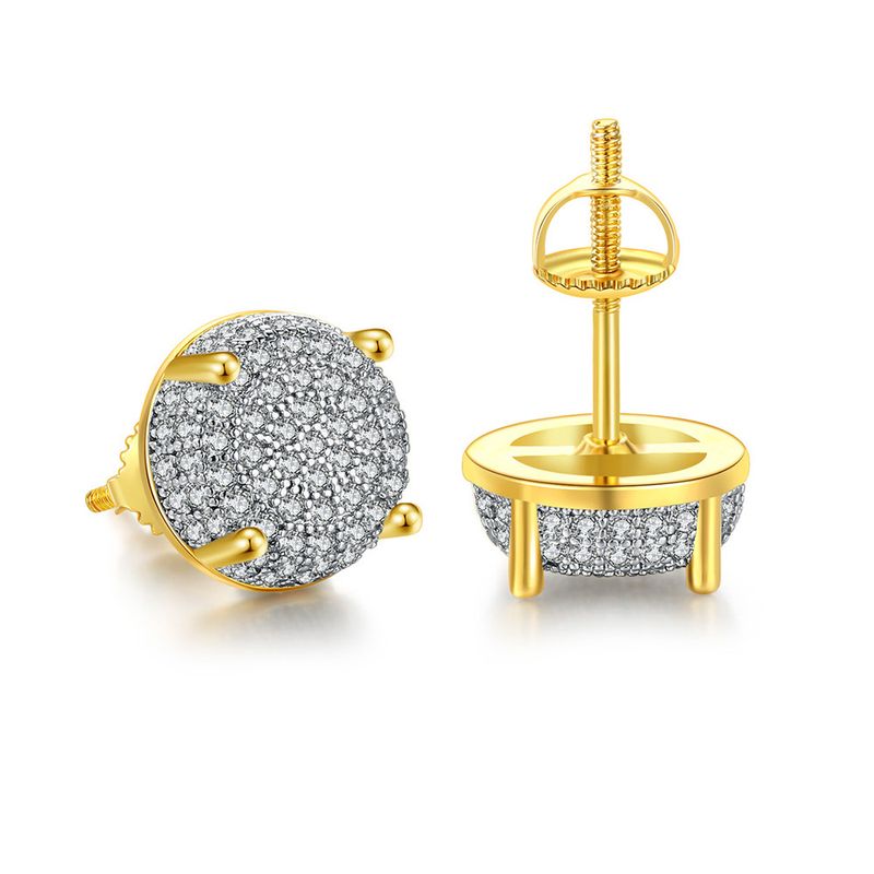 Hip-hop Light Luxury Full of Diamond Stud Earrings for Men and Women Micro-inlaid Color Separation Thread Earrings_voghion.com