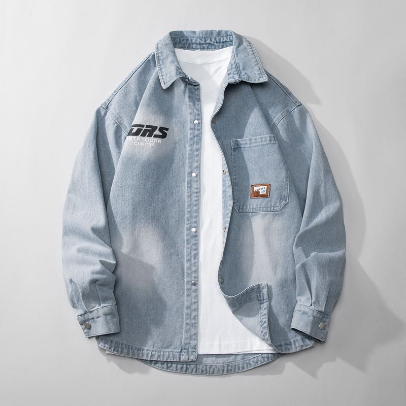 Men's Vintage Washed Denim Jacket – Hong Kong Street Style Oversized Shirt (M-XXXXL)_voghion.com