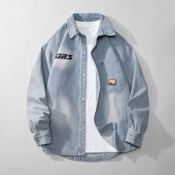 Men's Vintage Washed Denim Jacket – Hong Kong Street Style Oversized Shirt (M-XXXXL)_voghion.com