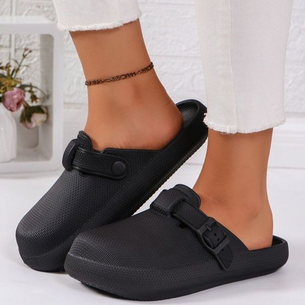 Women's Shoes large size Baotou half slippers casual flat heel thick bottom sandals _voghion.com