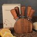 Set di coltelli da formaggio in acciaio inossidabile con supporto in legno di acacia e utensili da cucina in regalo_voghion.com
