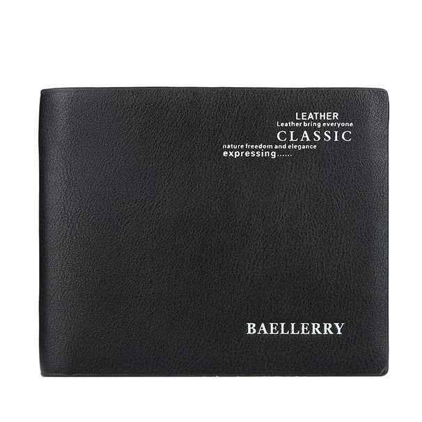 Men's short wallet baellerry version with multiple card slots thin wallet youth open coin purse card bag men_voghion.com