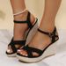 Women's shoes cross-strap hemp rope comfortable summer new wedge sandals open toe_voghion.com