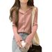 Solid color cardigan jacket versatile hooded knitted sweater for women 2024 autumn new item sweet pink design sense_voghion.com