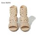 Women's Chunky Heel Gladiator Sandals - Laser Cut Peep Toe Platform Shoes (Size 6-11, Beige, Summer)_voghion.com