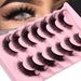 Wimpernverlängerungsset, 7 Paar falsche Wimpern aus Fuchsauge, natürlich, dick, geschwungen, schräg, fliegende Wimpern_voghion.com