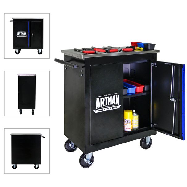 Movable Lockable Double Door Partition With Lock Multi-functional Hardware Storage Tool Car Auto Repair Locker--BLAK&BLUE_voghion.com