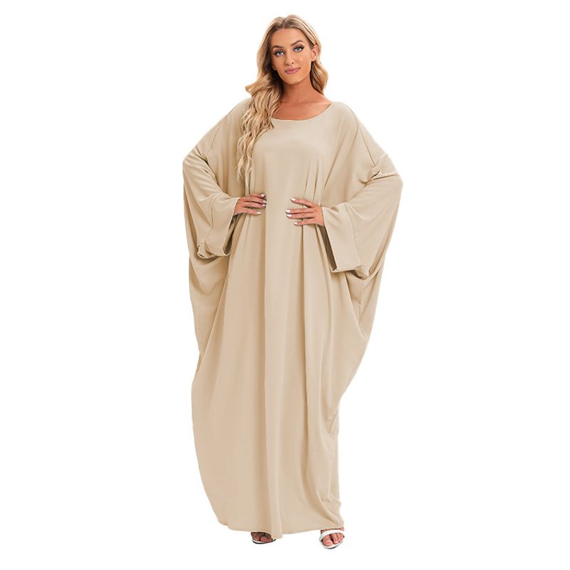 Women's clothing round neck ins dress bat sleeves Middle East Dubai long dress_voghion.com