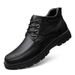 High Top Leather Shoes Gentleman's Casual Layer Large Size Fleece Boots_voghion.com