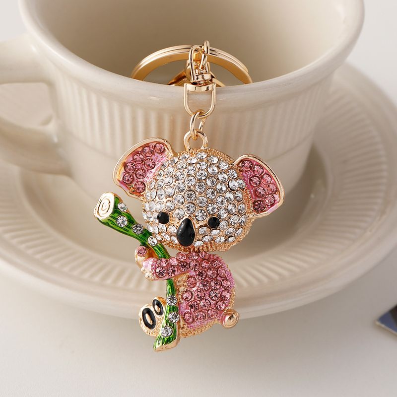 Chinese Style Diamond-Studded Koala Bear Car Keychain Women's Bag Pendant Metal Key Chain Ring Small Gift_voghion.com