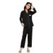 Light Luxury Lace Splicing Ice Silk Pajamas Women's Thin Long-sleeved Two-piece Silk Loungewear_voghion.com