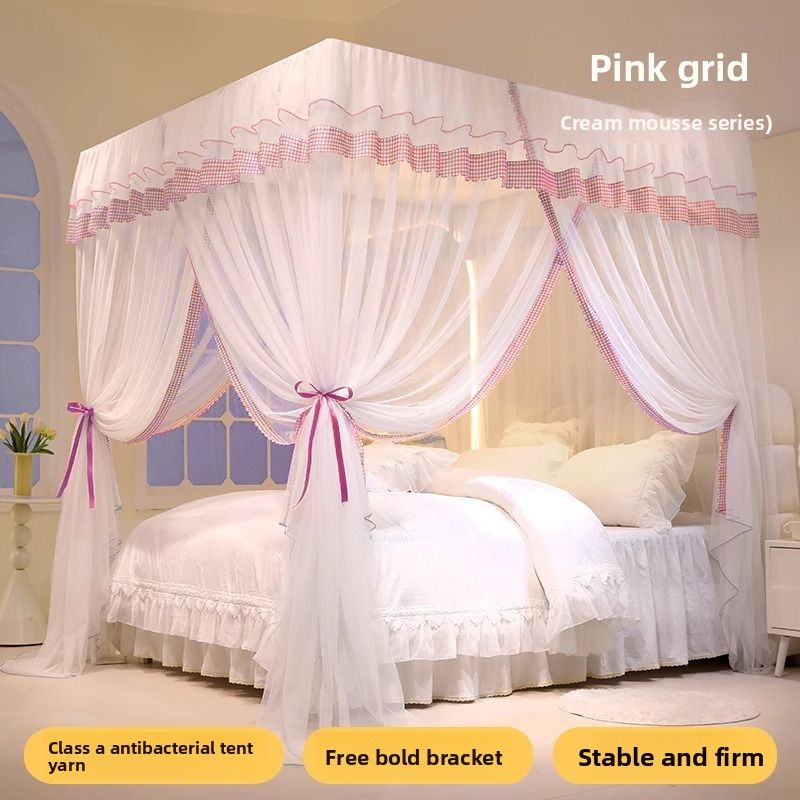 Moustiquaire sur pied style princesse pour chambre à coucher, trois portes, nouveau support d'installation gratuit de haute qualité, modèle 2025_voghion.com