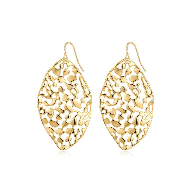 New Style Cold Style Hollow Leaf Earrings Exaggerated Atmosphere High End Ear Hooks Niche Temperament Design Earrings For Women_voghion.com