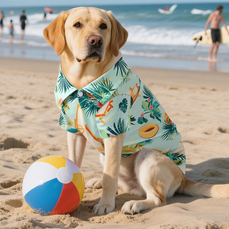 Summer Large Shirt Printed Beachwear Dog Clothes Ice Feel Breathable Pet Clothing_voghion.com