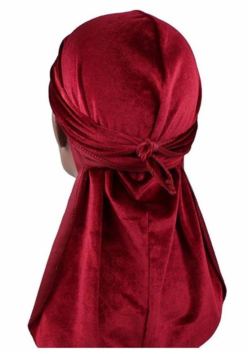 Men's Headwrap New Velvet Turban Hat Long Tail Pirate Hat Baotou Hat Chemotherapy Hat_voghion.com