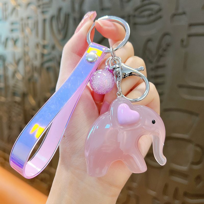 Creativo ciondolo a forma di elefante in acrilico color gelatina, accessorio per portachiavi con bambola in cartone animato_voghion.com