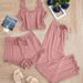3-Piece Lace-Trimmed Cami Top, Shorts & Long Pants Pajama Set - Versatile For Sleep & Outings_voghion.com