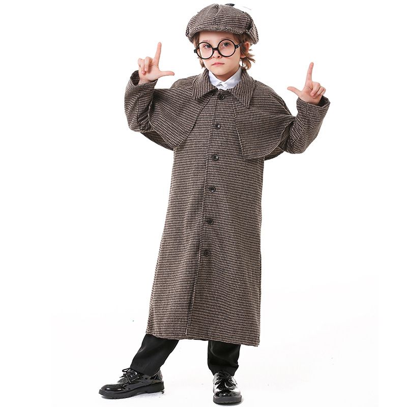 Parent-child children's detective suit, brain burning intelligence puzzle game, role-playing movie, long windbreaker set_voghion.com
