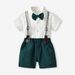 Kinderkleidung Sommer Jungen Kurzarm Overall Anzug Baumwolle weißes Hemd Geburtstagsleistung Kleidung Kinderkleidung_voghion.com