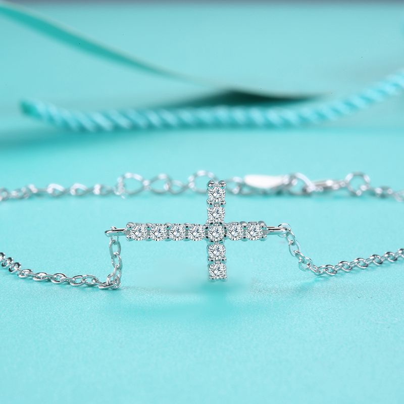 S Reines Silber Armband Für Frauen D Farbe Ausgezeichnete Weiß Moissanite Kreuz Ins Stil Nischen Design Schmuck_voghion.com