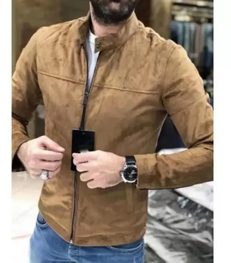 Manteau d'hiver en daim pour hommes, coupe cintrée, décontracté et chaud, veste d'extérieur, couleur unie, pois, taille M-3XL_voghion.com
