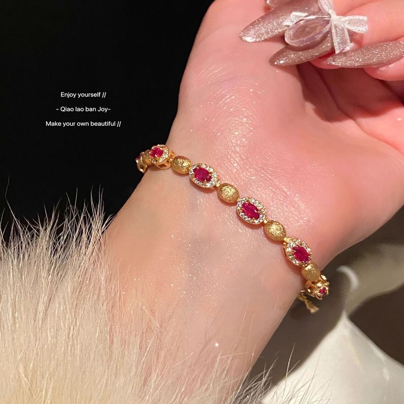 Bracciale rosso, bracciale in oro, temperamento versatile, impilabile, con texture di alta qualità, gioielli di lusso leggeri da donna_voghion.com