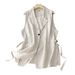 Gilet en coton et lin grande taille pour femme, gilet de costume fin sans manches, mi-long et long_voghion.com