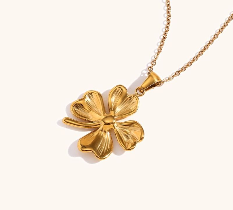 orecchini a forma di fiore in oro a quattro petali placcati in acciaio inossidabile per donna, temperamento alla moda, orecchini retrò con personalità creativa_voghion.com