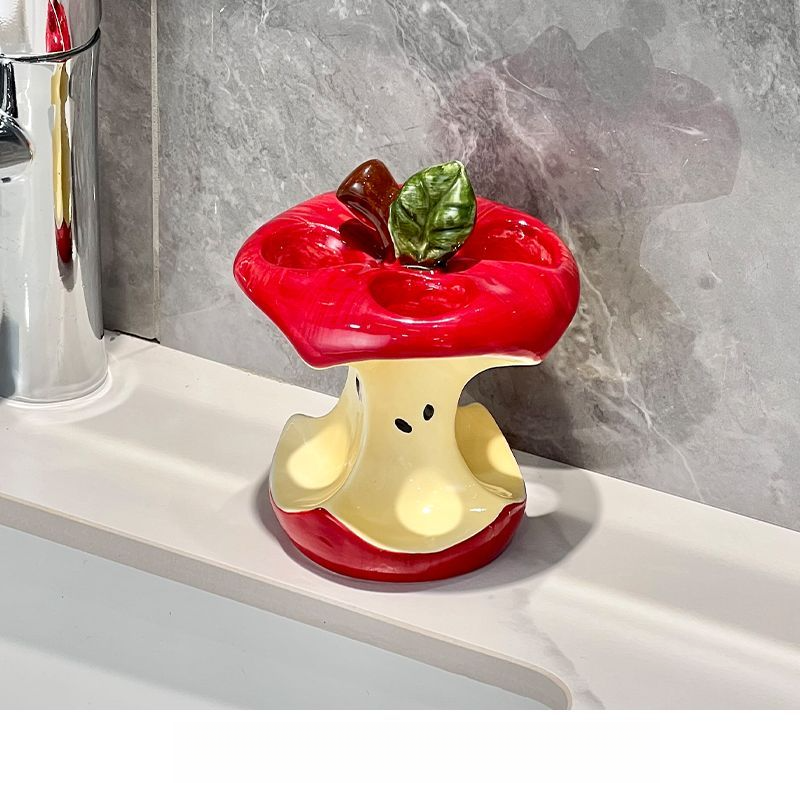 Cartoon Core Ceramic Cute Holder Home No-Drill Washstand Toothpaste Toothbrush Storage Rack Organizer Base_voghion.com