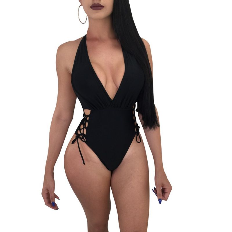 Biquíni sexy de amarrar lateral e decote halter Lanai_voghion.com