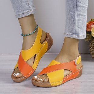 Damenschuhe, flache Sandalen, Muffin-Sohle, mit Rock, lässig, offene Zehenpartie, alles für den Strand, coole Schuhe_voghion.com
