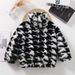 Kids' Faux Fur Coat – Unisex Winter Jacket With Houndstooth Pattern, Chic & Warm, Timeless Outerwear For Boys & Girls (90-160cm)_voghion.com