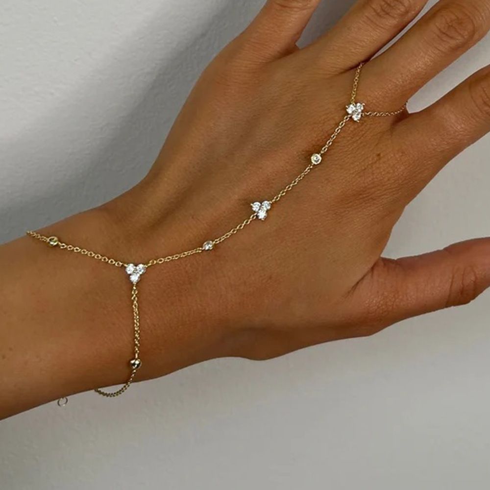 Kristall Finger Einfache Geometrische Hand Kette Ins Stil Party Armband_voghion.com