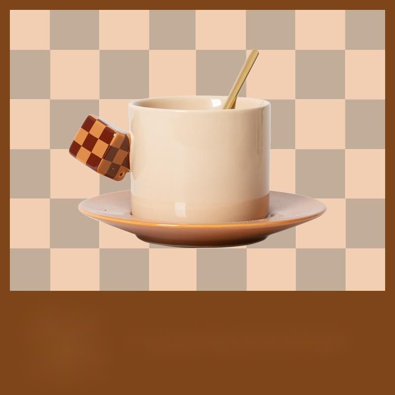 Magic Cube Ceramic Coffee Set High-End Design Premium Feel High Aesthetic Saucer Mug Cup Afternoon Tea European Style_voghion.com