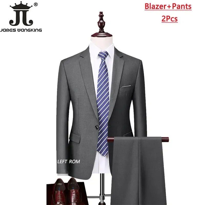M-6XL 15 Farben (Jacke + Weste + Hose), formelle Business- und Büro-Herrenanzüge, Bräutigam, Hochzeitskleid, einfarbiger Anzug_voghion.com