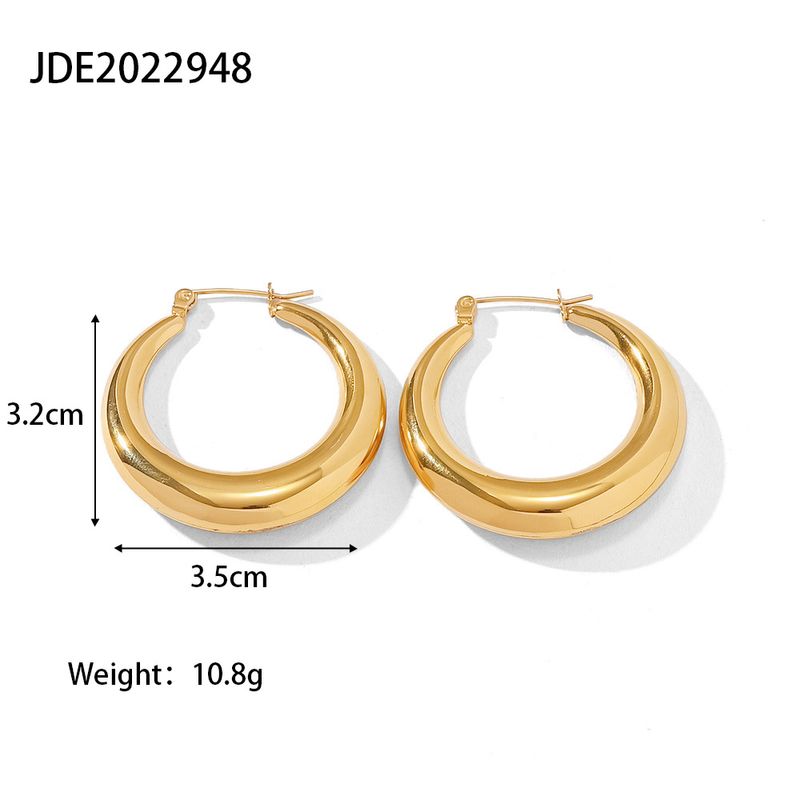 INS French Fashion Women's Versatile Titanium Stainless Steel Vacuum Gold Plated Hollow Ring Earrings_voghion.com