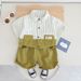 2024 New Handsome Summer T-shirt Little Boys Vertical Stripe Shirt Short Sleeve Two Piece Set_voghion.com