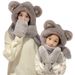 Peluche, novità autunno e inverno da donna, sciarpa protettiva per le orecchie a forma di orsetto, guanti, cappuccio caldo integrato, antivento_voghion.com