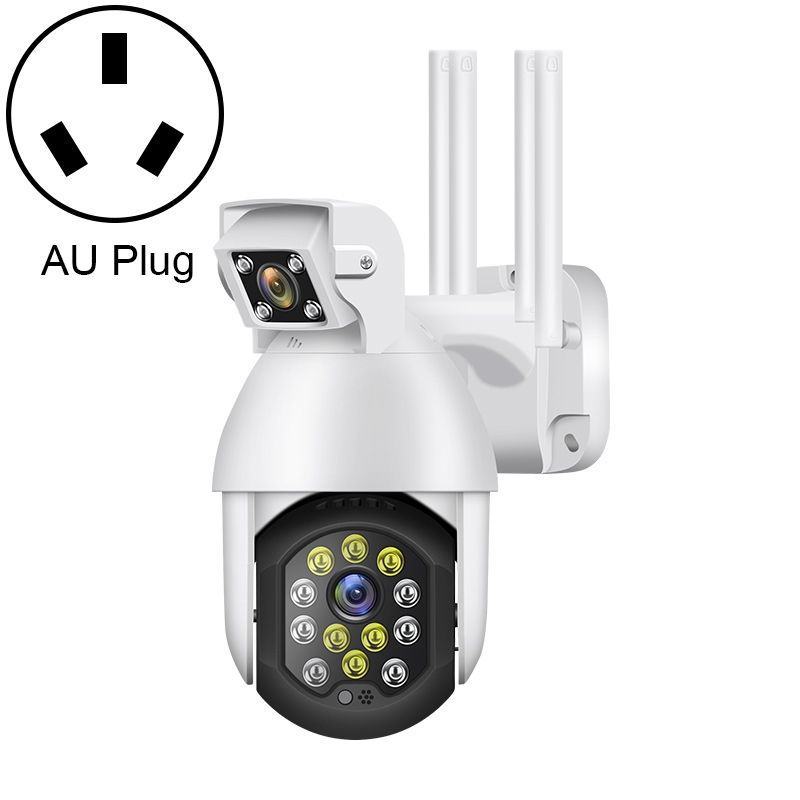 QX41 1080P 2.0MP Dual Lens IP66 Waterproof Panoramic PTZ WIFI Camera, Support Day and Night Full Color & Two-way Voice Intercom & Smart Alarm & Video Playback & 128GB TF Card, AU Plug_voghion.com