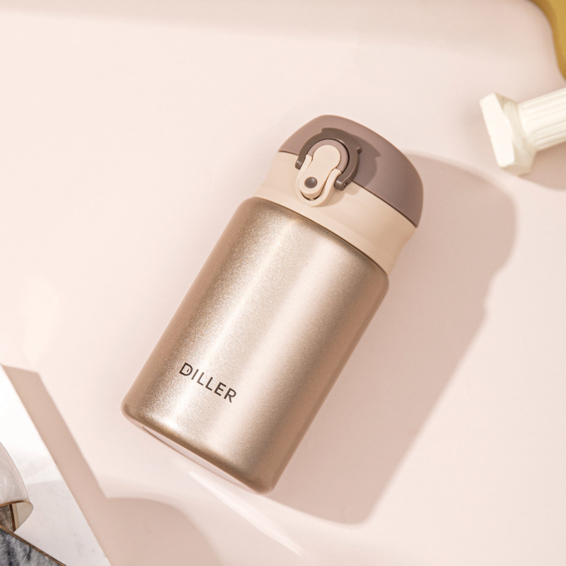 300ML Vacuum Flip Cover Portable Mini Insulated Stainless Steel Bottle Outdoor Circulation Cup_voghion.com