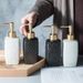 Ceramic Soap Dispenser Set – 4-Piece Minimalist Bathroom Bottles For Hand Soap, Shampoo & Lotion (Matte Black/White, Floral/Dot Design)_voghion.com
